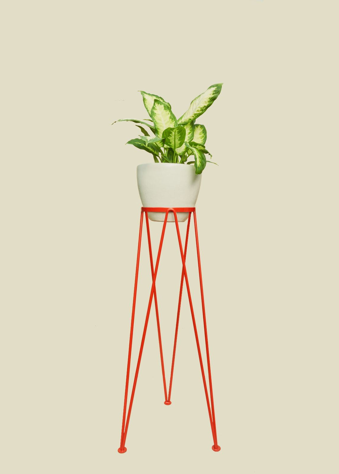 Coated Steel Standing Geometric Planter Planter NewMade LA Red 